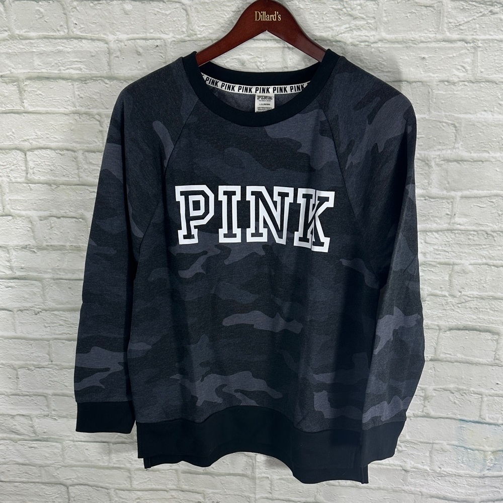 Victoria's Secret Black and Gray Camo PINK Sweatshirt